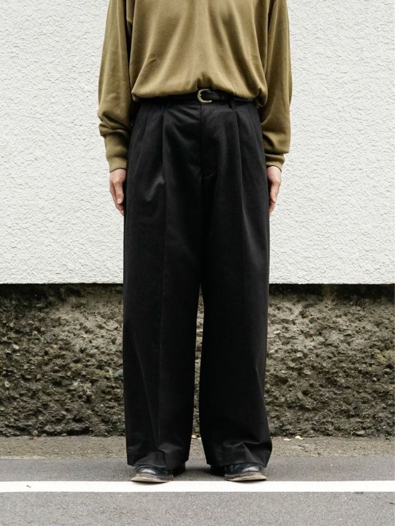 2TUCK WIDE CHINO TROUSERS BLACK サイズ1