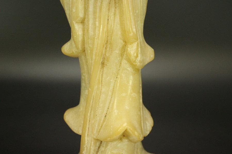 中国美術 蝋石 寿老人 置物(ZE468)