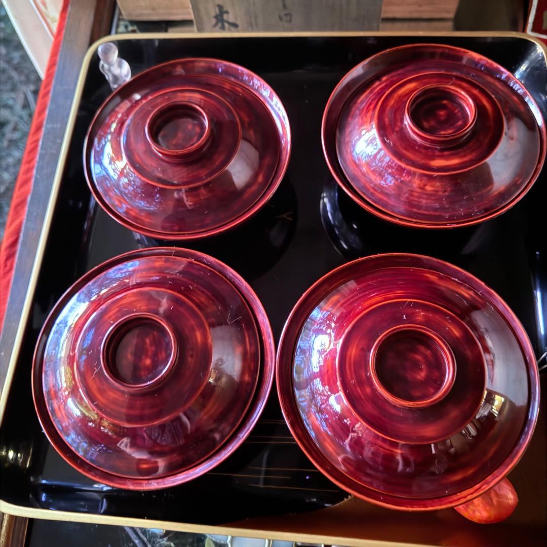 2224様感謝‼️感謝価格‼️超絶JAPAN蒔絵あけぼの❌黒 秋草蒔絵　茶懐石椀5客