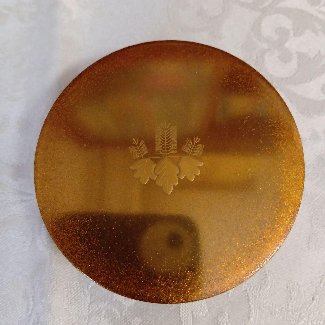 桐七宝　香合　金色 漆器 北浜芳雲　 木箱　黃布付き