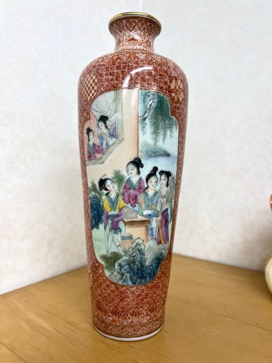 中国清道光年製銘粉彩人物文瓶官窯唐物古美術品江戸アンティーク骨董コレクション青磁