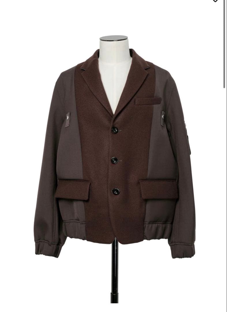 サカイ　ウールメルトンブラウン ジャケット ポケット付きサイズ2（M相当）