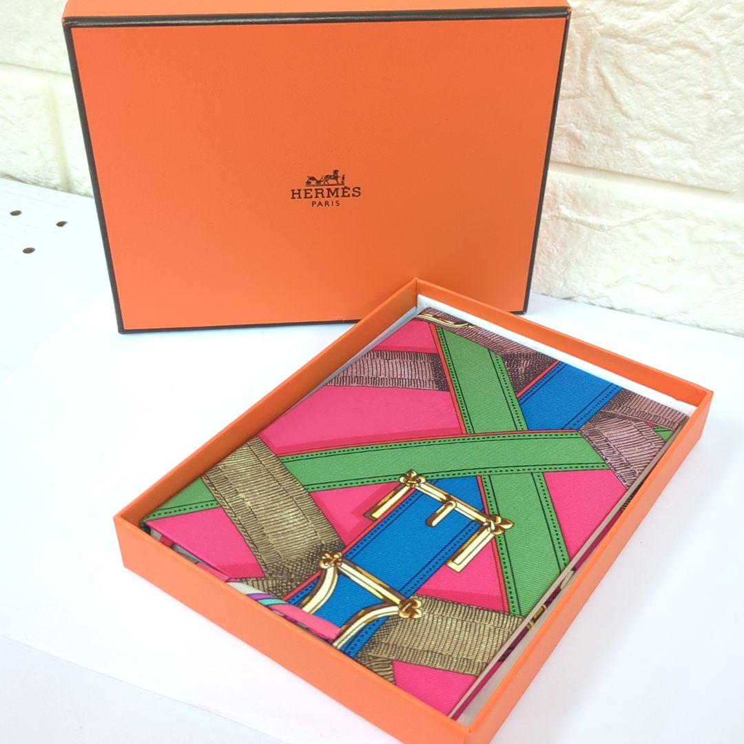 エルメス ベルトデザイン ノートブック メモ帳 ピンク カーキ ブルー【美品】