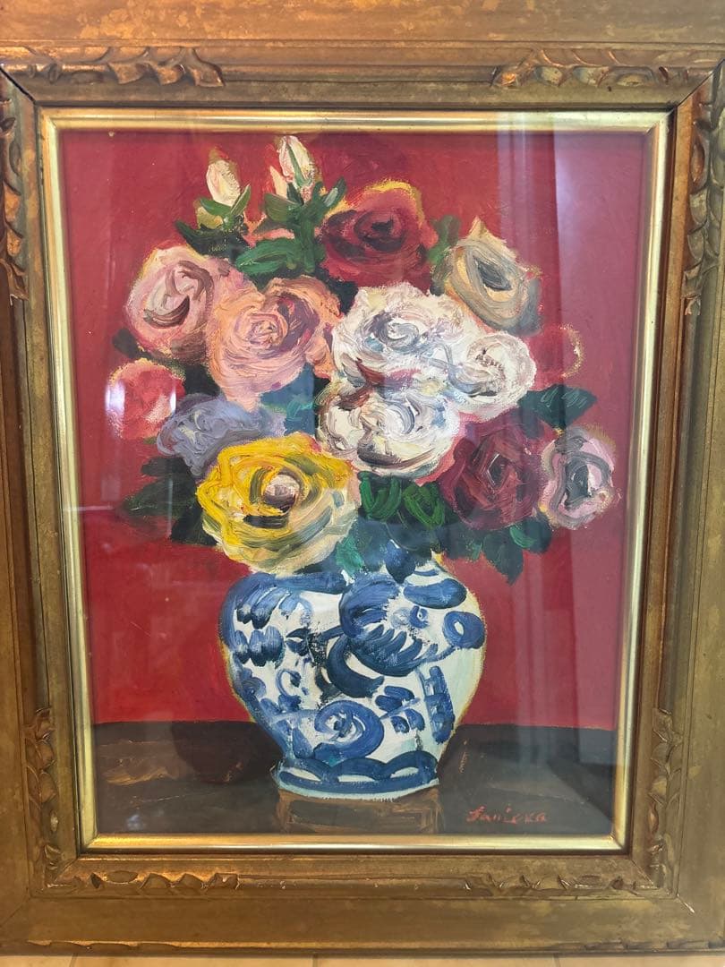 谷岡久　ばら　絵画