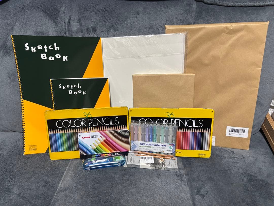 Tombow 36色 色鉛筆 & 12色 ジェルハイライター　画材道具まとめ売り