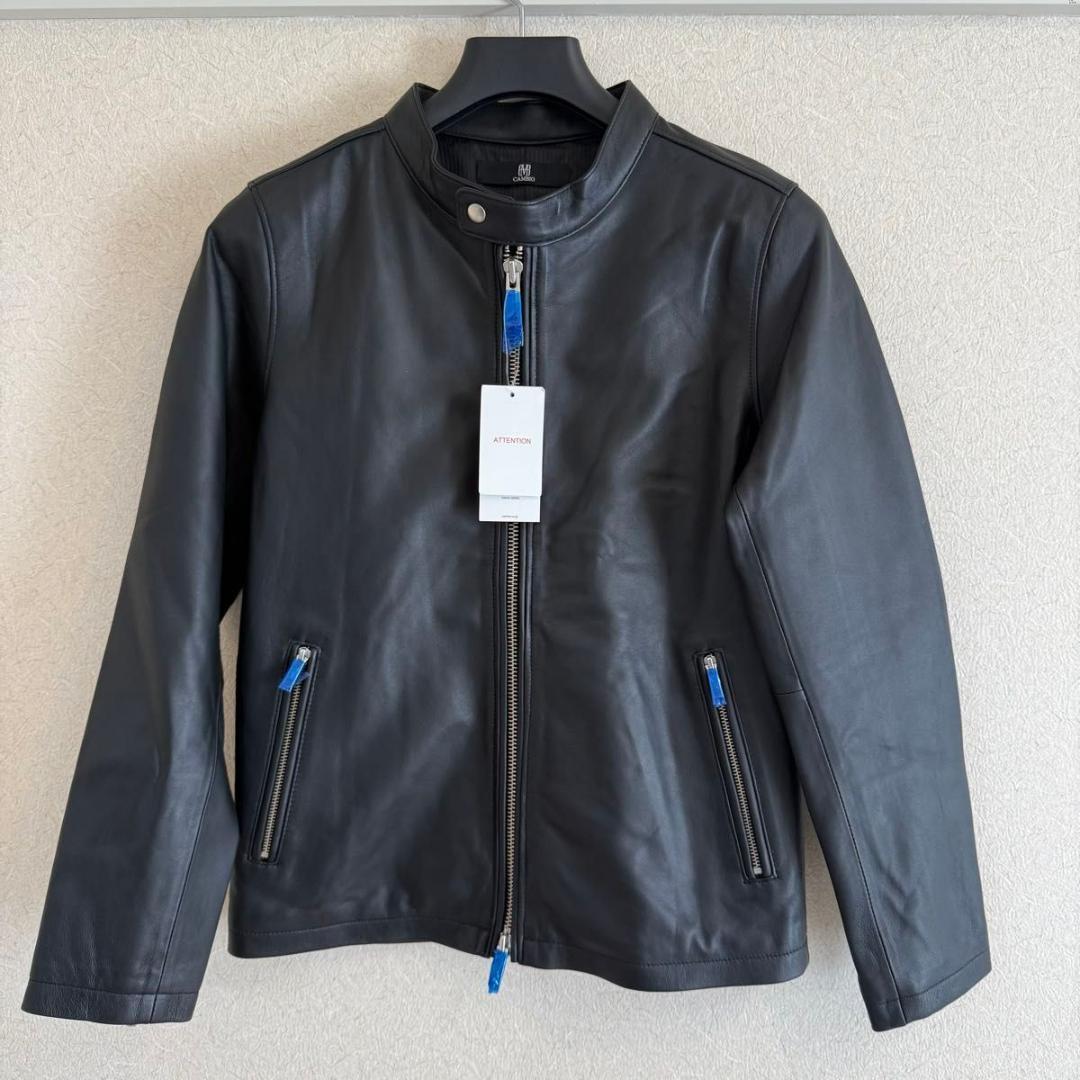 【本革】CAMBIO リアルレザージャケット 羊革 黒 ライダース 新品タグ付き