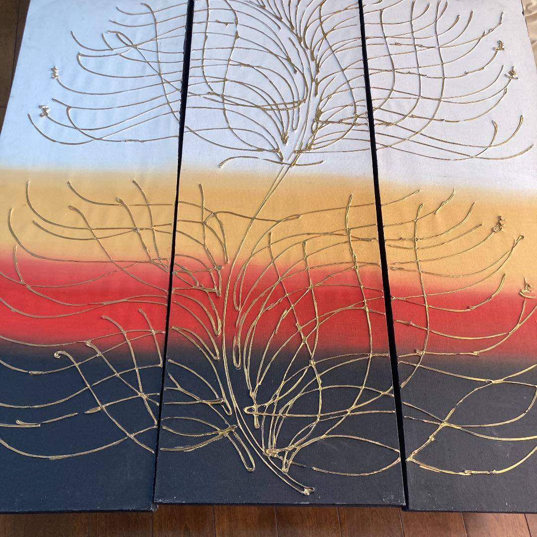 アート　3連　インテリア　開運　ハス　蓮　幸福