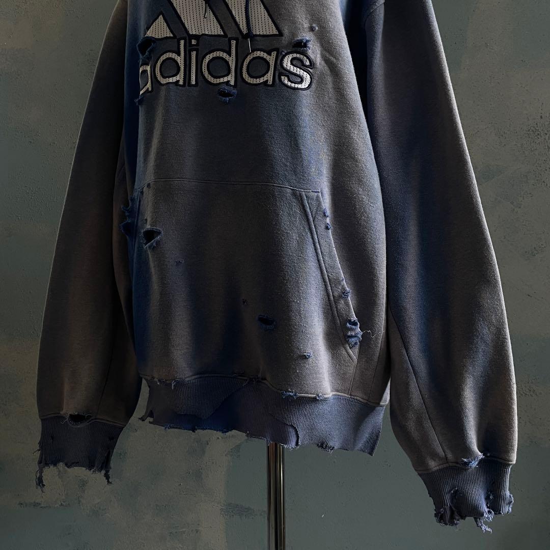 00's “broken”2XO”フェード“ターコイズブルー“襤褸 hoodie