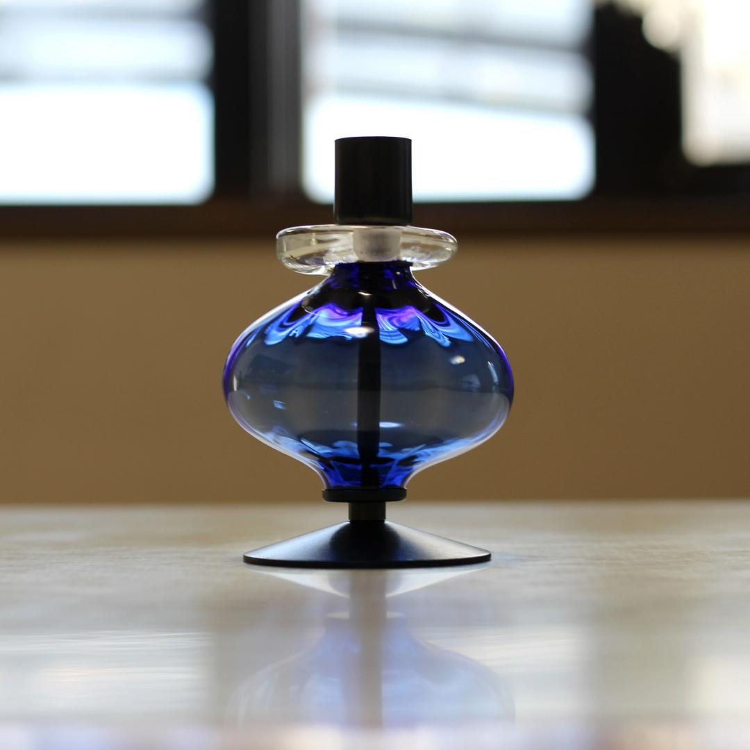 【美品】エリックホグラン　キャンドルスタンド オニオン型　ブルー 01