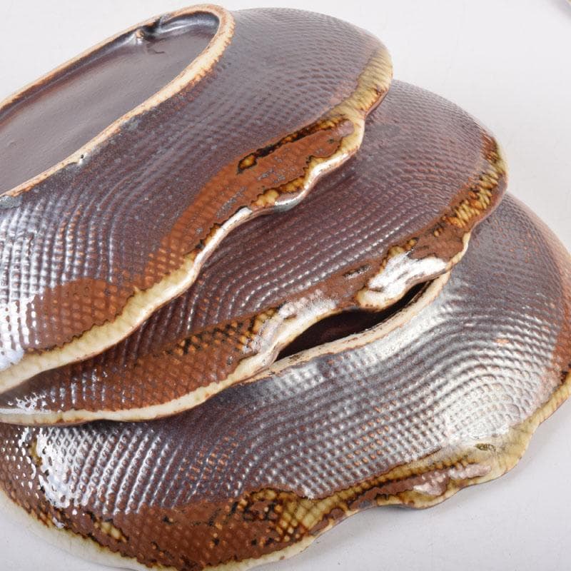 和食器　色絵　カブ形　銘々皿　五客　時代箱　V　8440