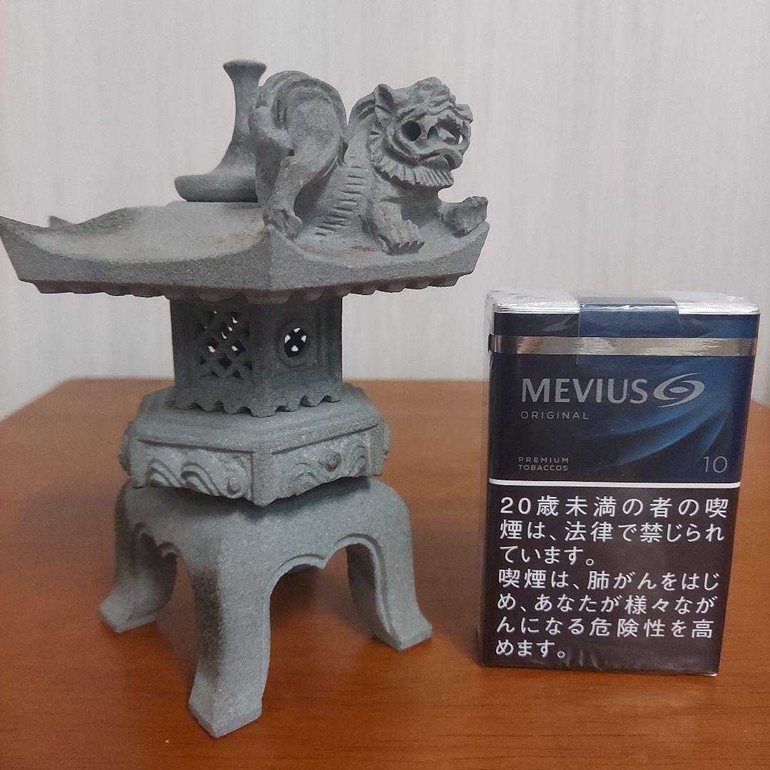 獅子彫刻 灯篭 石材製品 約15cm