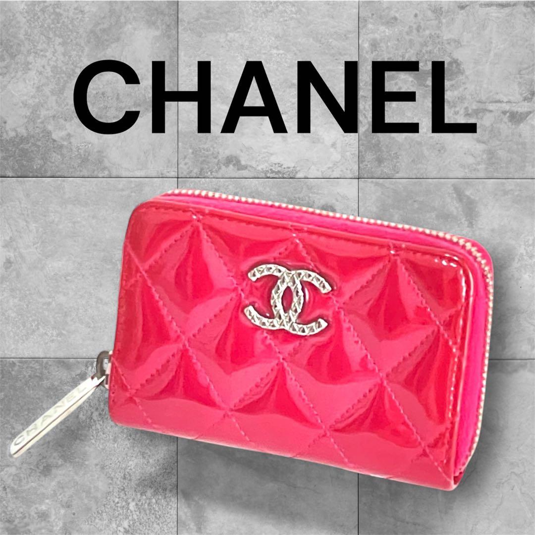 【希少 美品 正規品】CHANEL ピンク エナメル ケース 小銭入れ
