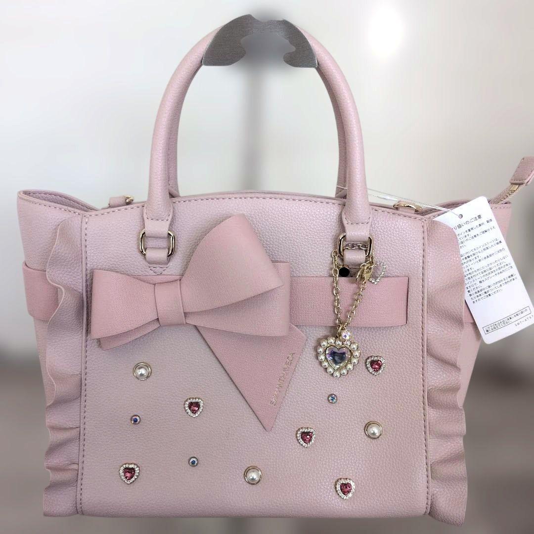 新品　タグ付き　ブロッサムリボンフラッター　ハンドバッグ　サマンサベガ ピンク