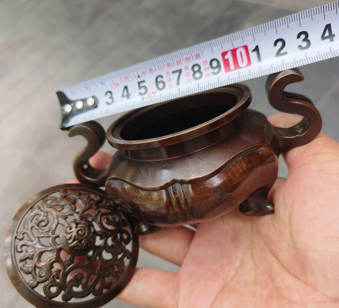 銅製 海棠薫香炉 香炉 檀香香炉 茶道沈香炉 香道具 装飾品 工芸品 置物