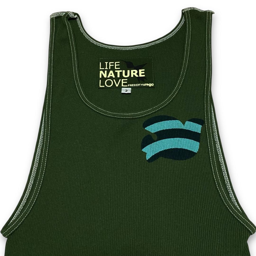 FREECITY　フリーシティ　リブ タンクトップ　グリーン　３　キムタク