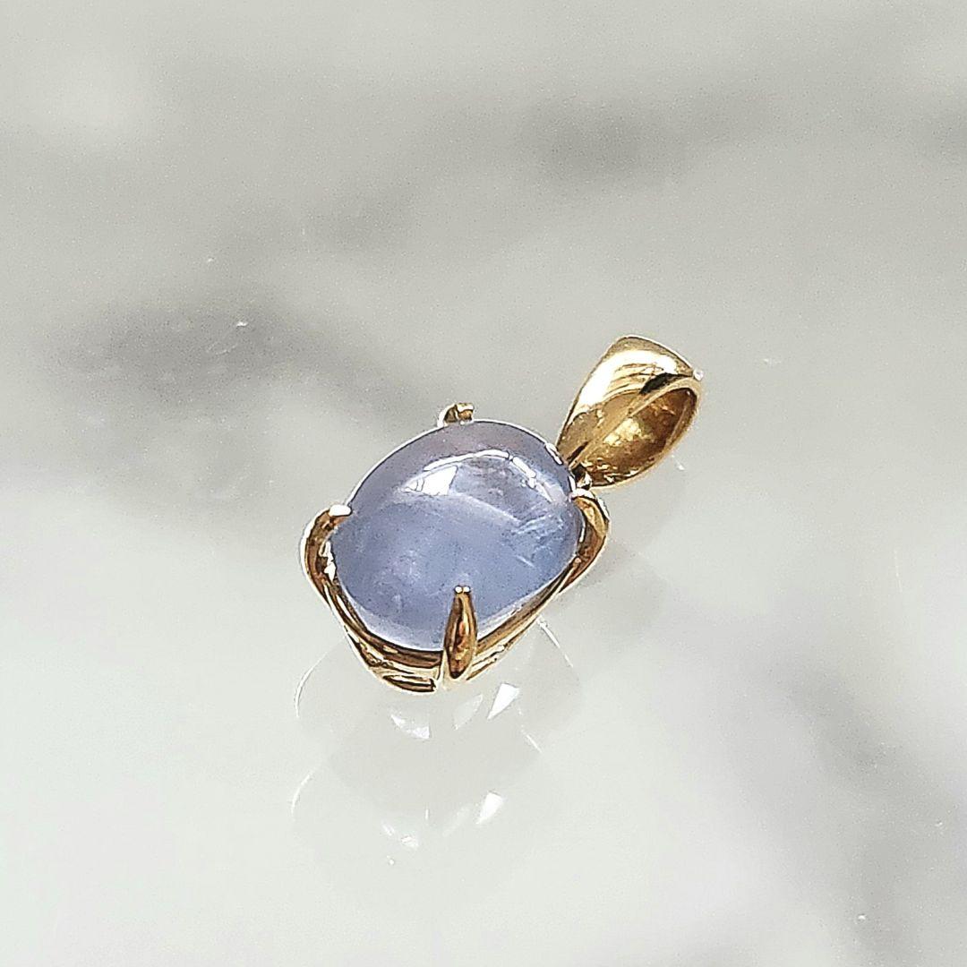 k18 青色オーバルカットゴールドペンダントトップ