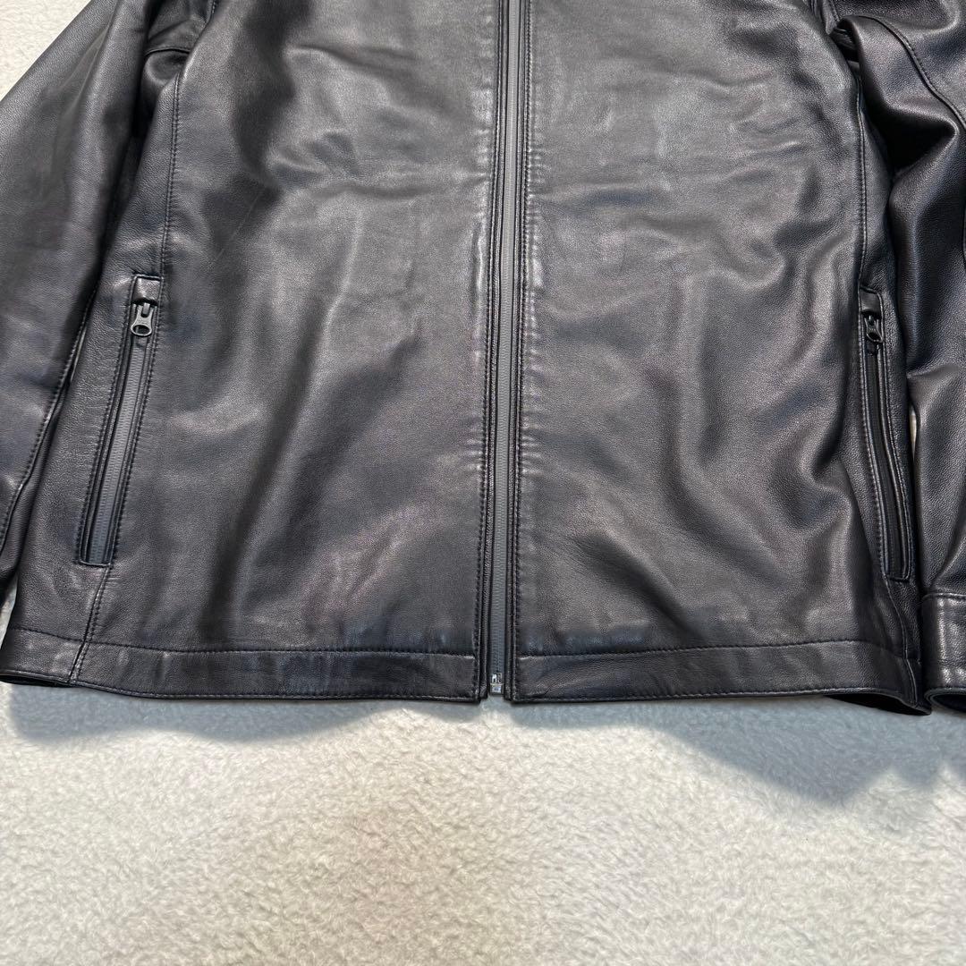 美品 XL相当 近年モデル エディバウアー レザー ライダースジャケット 羊革