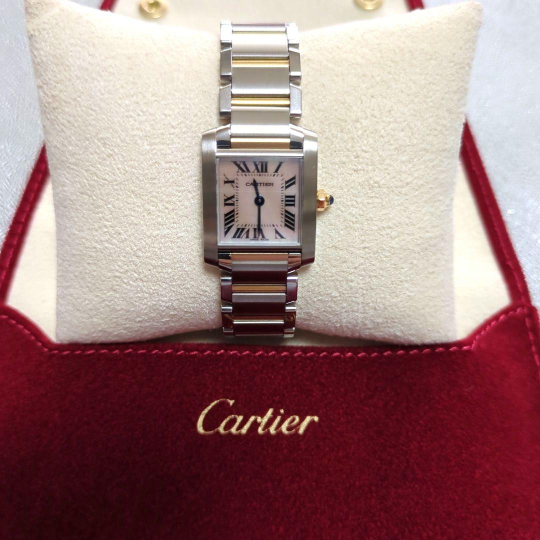 ✨️カルティエ✨️タンクフランセーズ　ピンクシェル コンビベルト