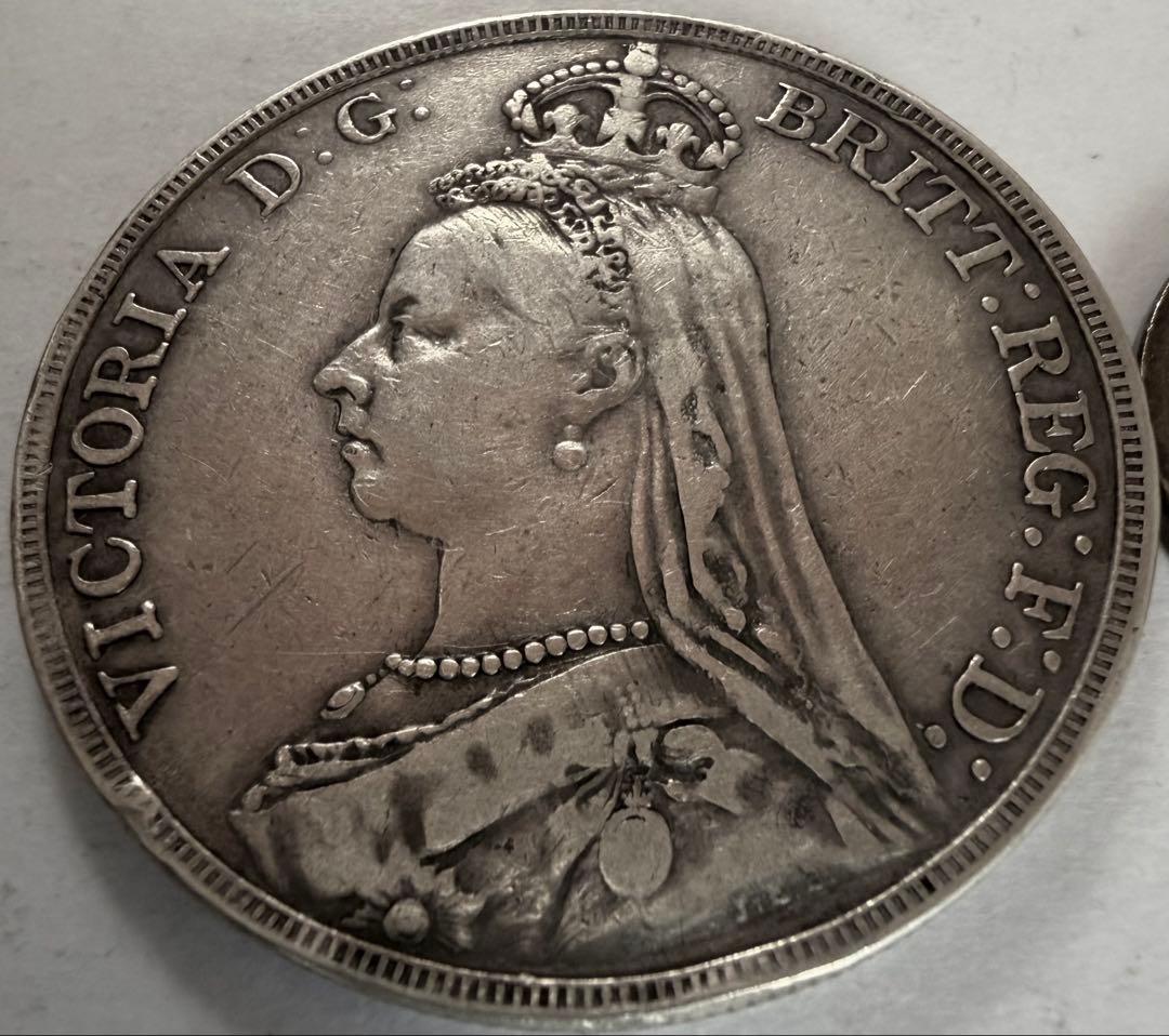 P*o様 1890年 英国ジュベリーヘッドヴィクトリア女王　クラウン銀貨