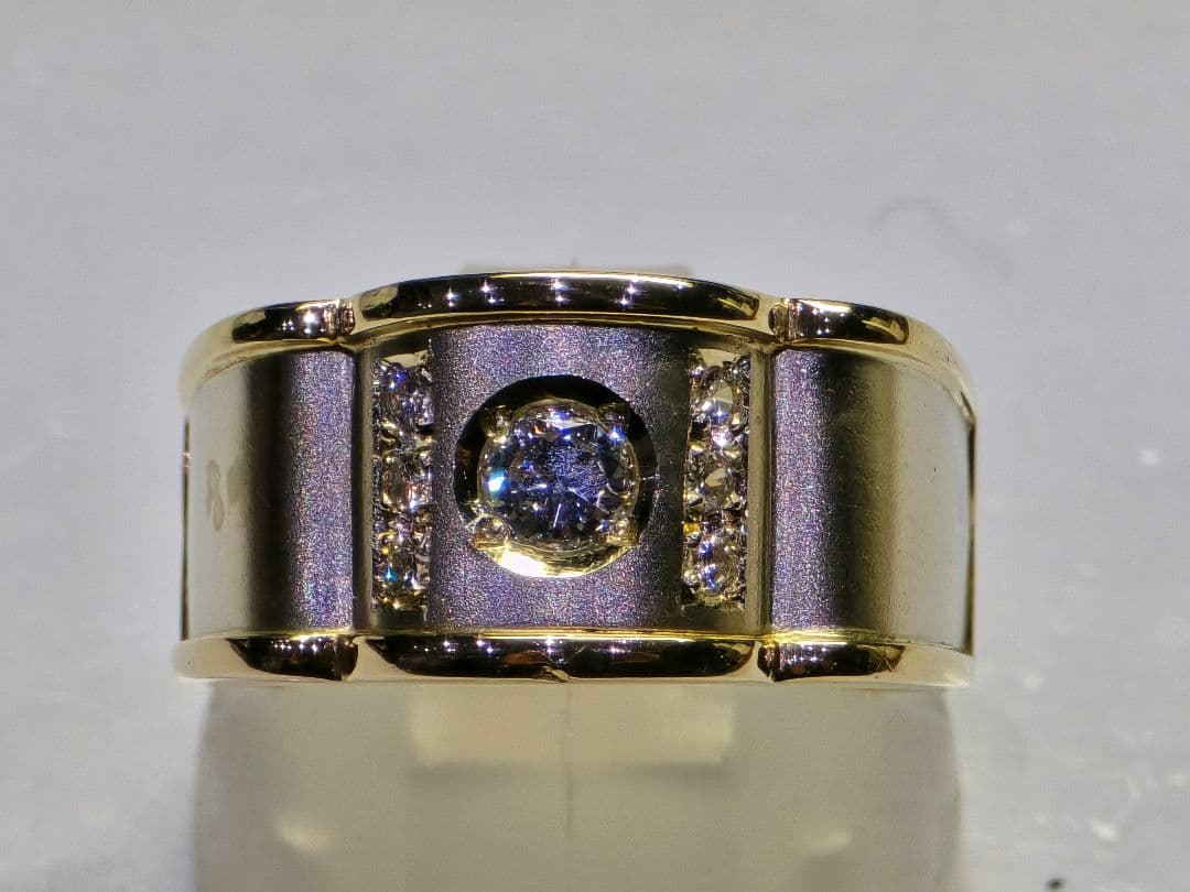 森稀少品 ダイヤ0.20/0.12 K18 7.8g 16号 リング