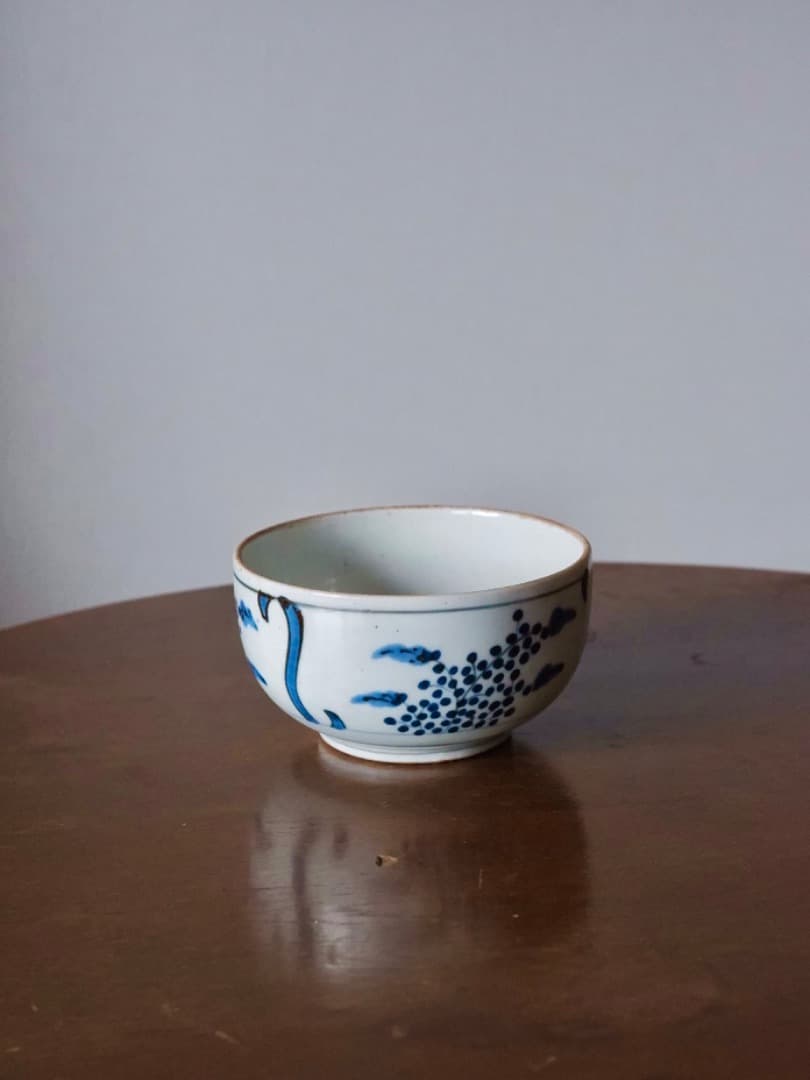 古伊万里　江户～明治時期　染付　茶碗　茶道具　古道具　Q2310