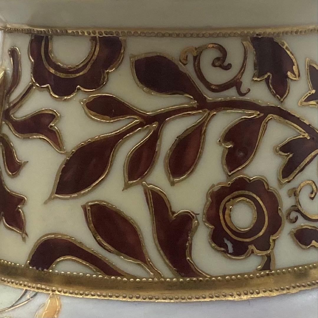 B411s「花のある風景図 花生」オールドノリタケ　ハンドペインティング