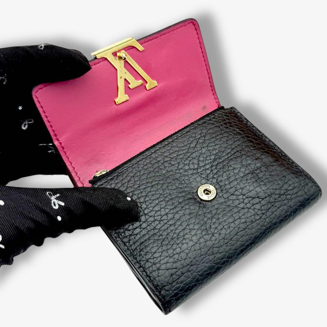 【美品】ルイヴィトン 財布　カプシーヌ XS ブラック コンパクト財布　三つ折り