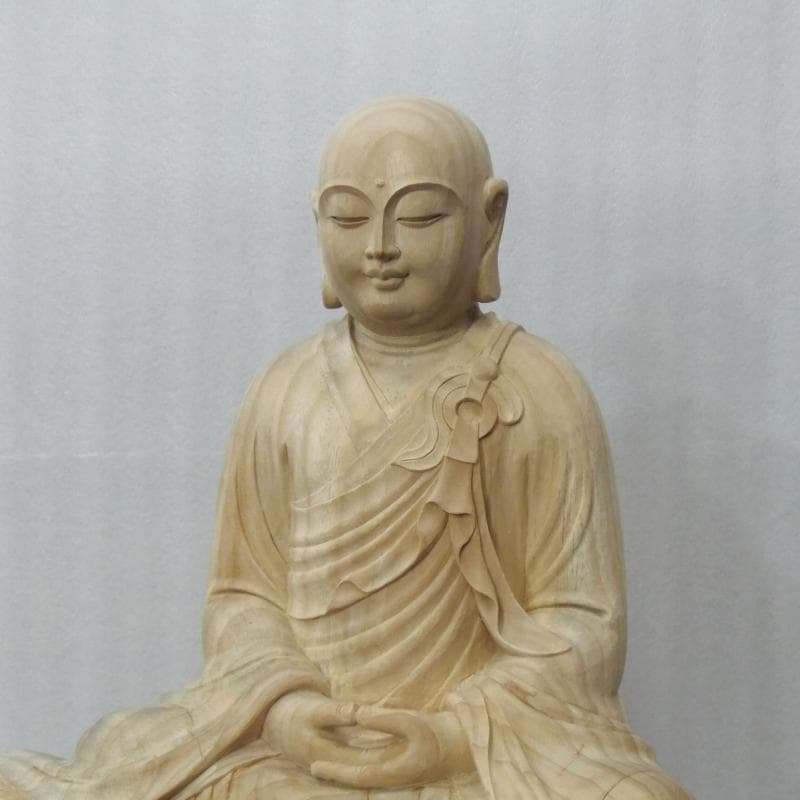 Ｂフライデー良いお顔　 学業成就★楠材 僧形文殊菩薩坐像 高さ：約54cm★