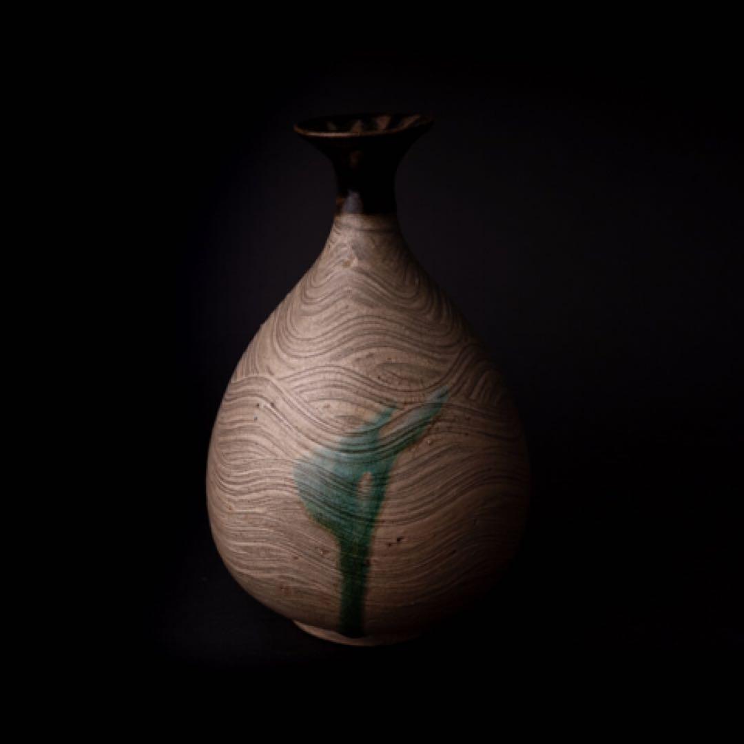 上野櫛描き紋徳利 骨董品