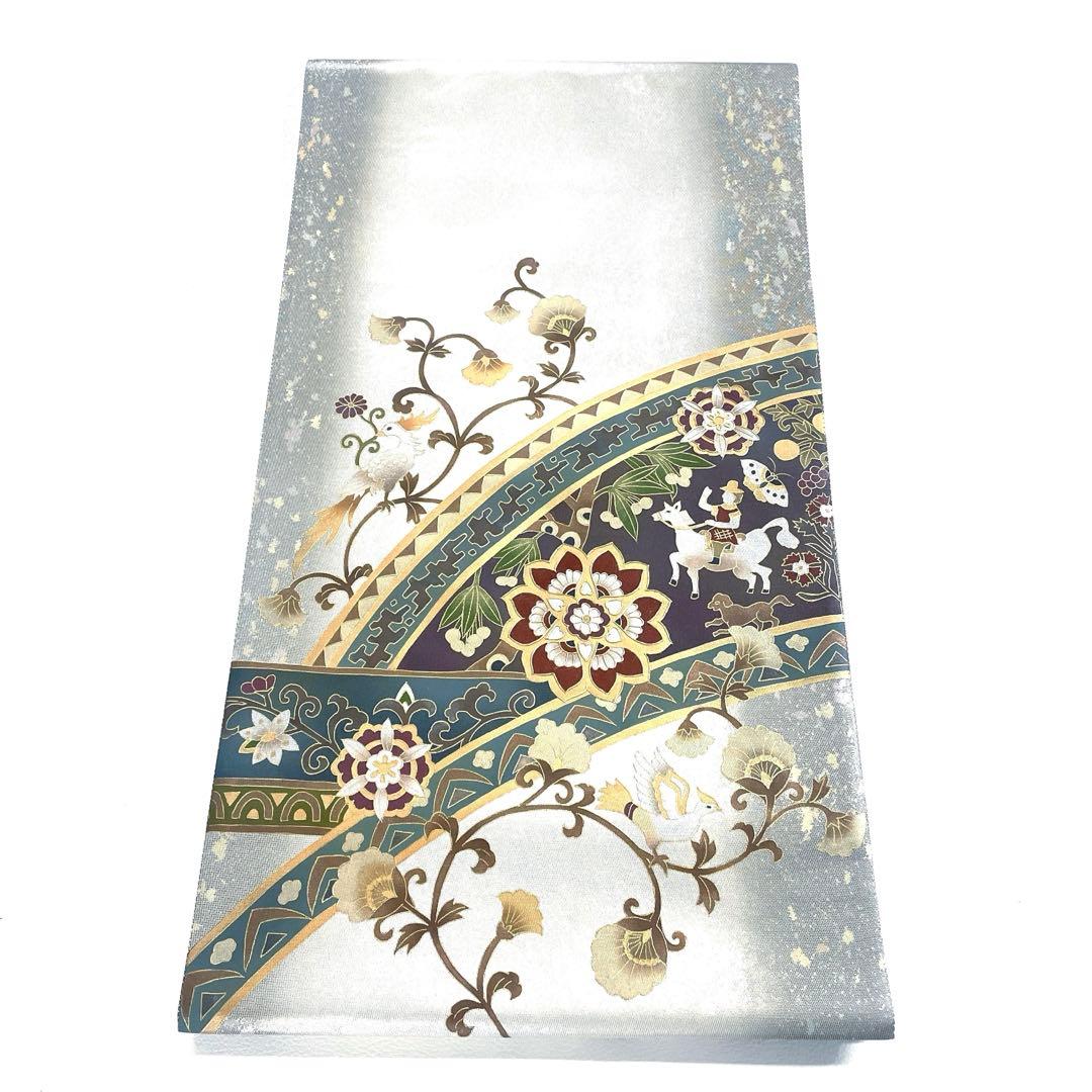 専用帯5669 4821 二点セット ●高級 正絹 太鼓六通 袋帯 花文 華文