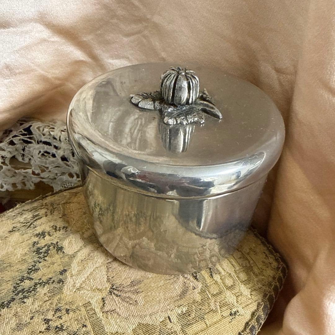 シルバープレート コットン入れ アクセサリーケース インテリア　アンティーク