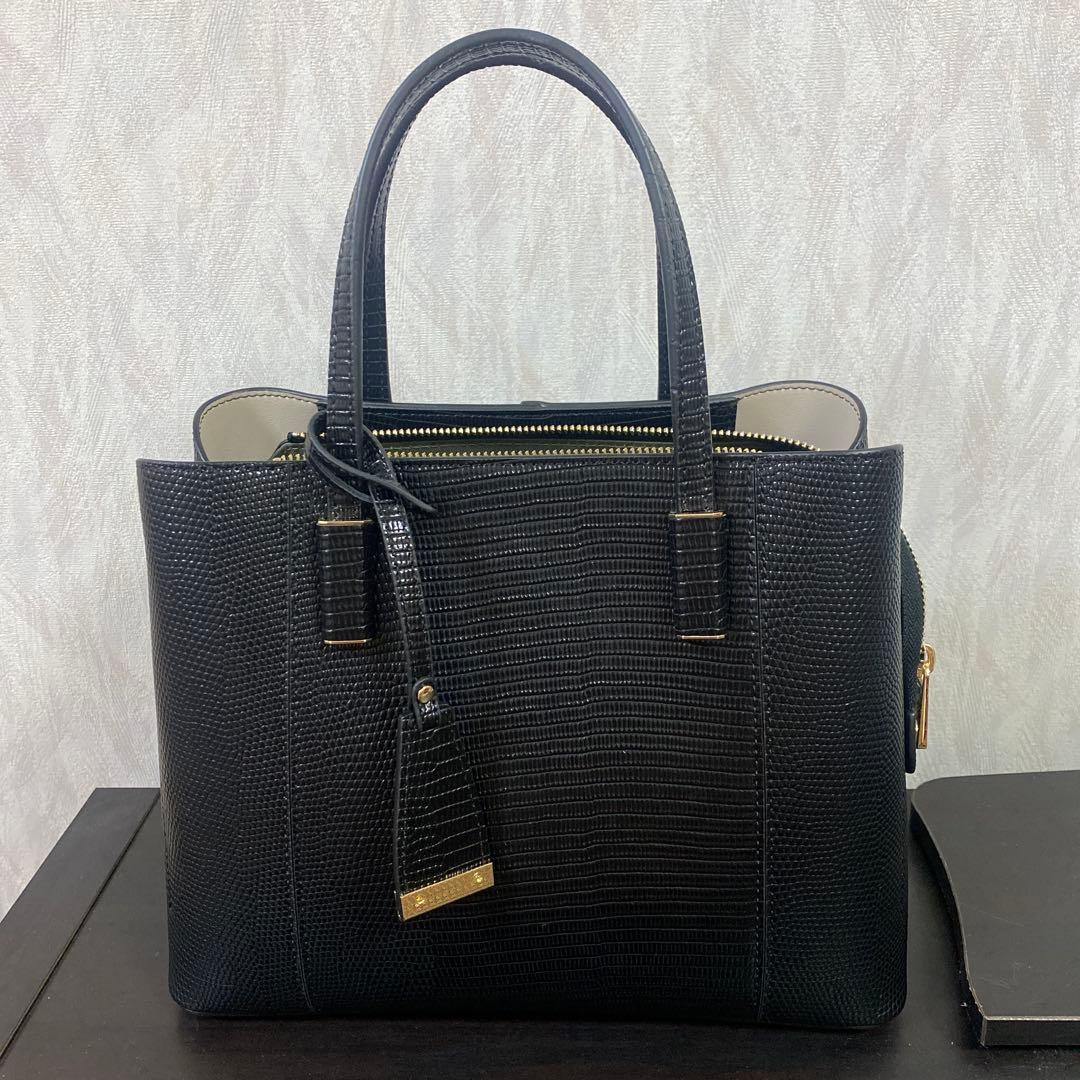 【新品未使用】リザードカタオシゴウヒスムース ハンドバッグ 黒　ダイアナ