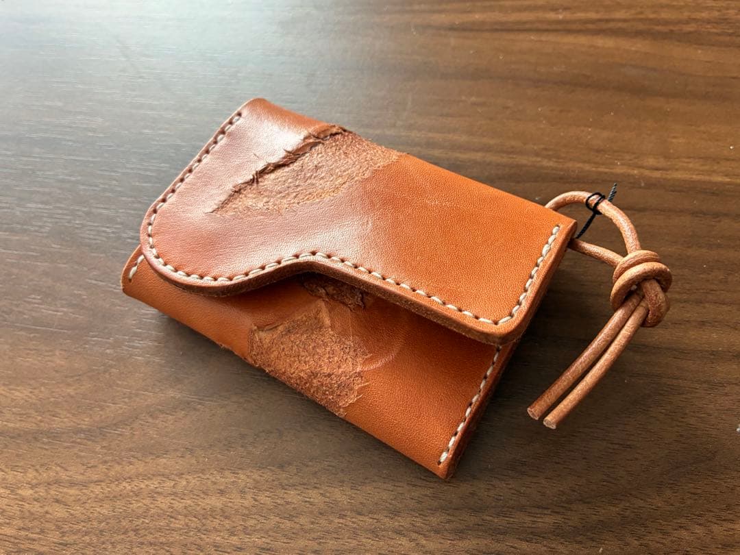 焼印　栃木レザー（サドル）　ナチュラル　コンパクト財布　ヌメ革