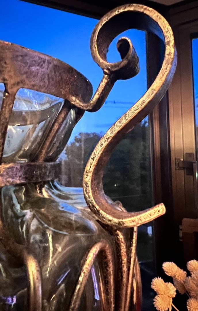 Antiqueアンティーク Ornate華やかな Glassガラス 金属 花瓶