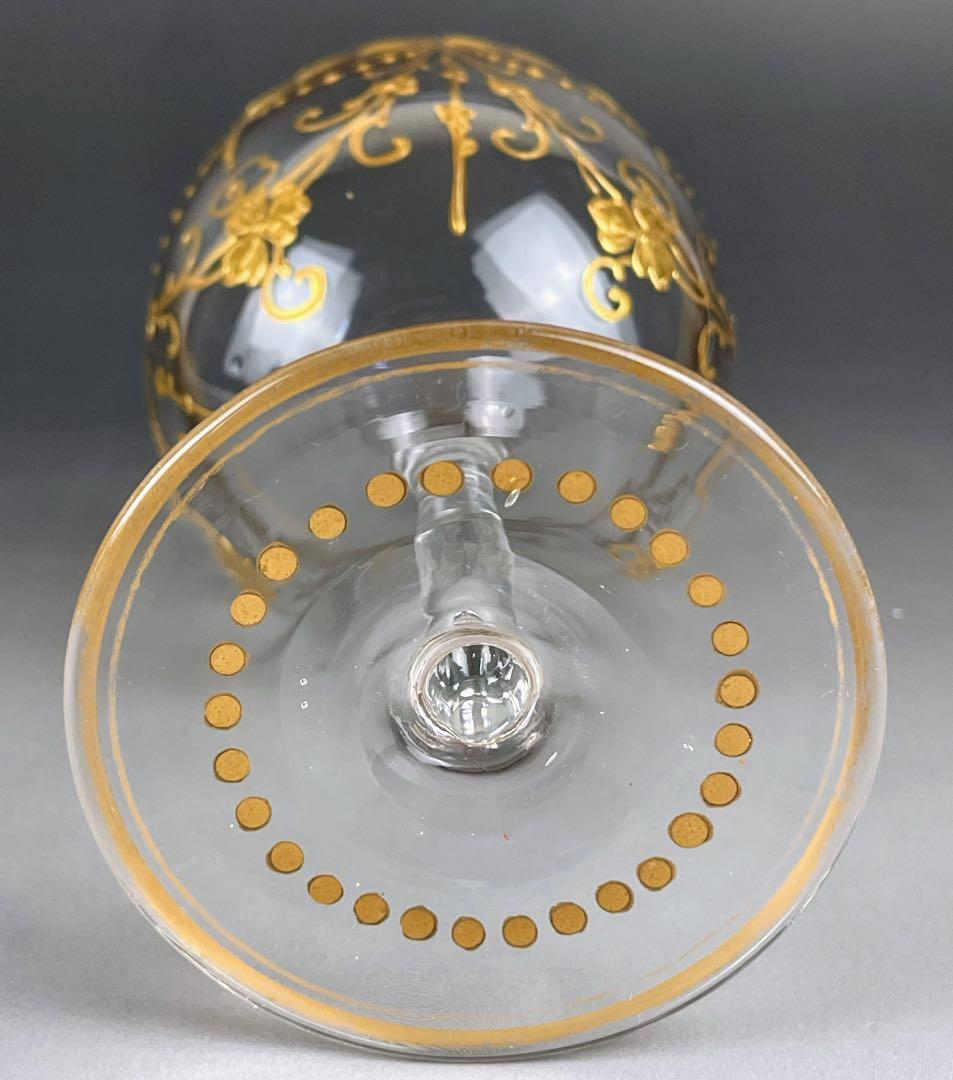 ボヘミアンガラス 盛上金彩 エナメル彩 ワイングラス ボヘミア グラス 金盛り