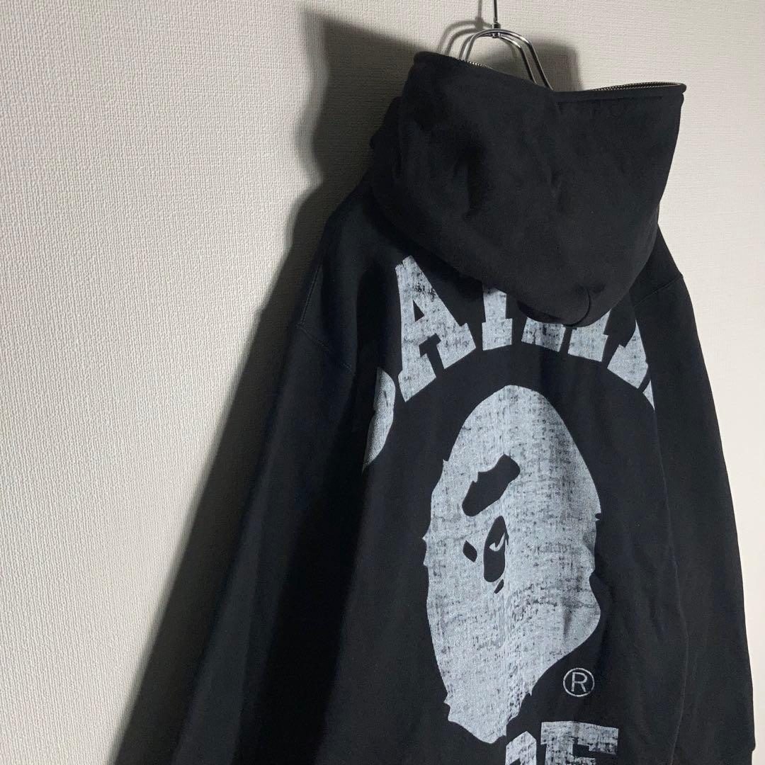 【美品】A Bathing Ape フルジップパーカー ビッグロゴ 黒 L.