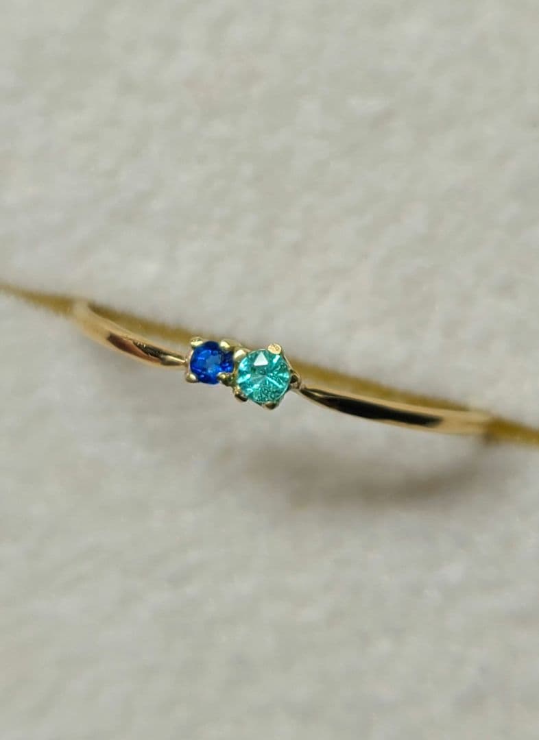 美しいブルーの共演!!★バターリャパライバトルマリン&アウイナイトリング18K★