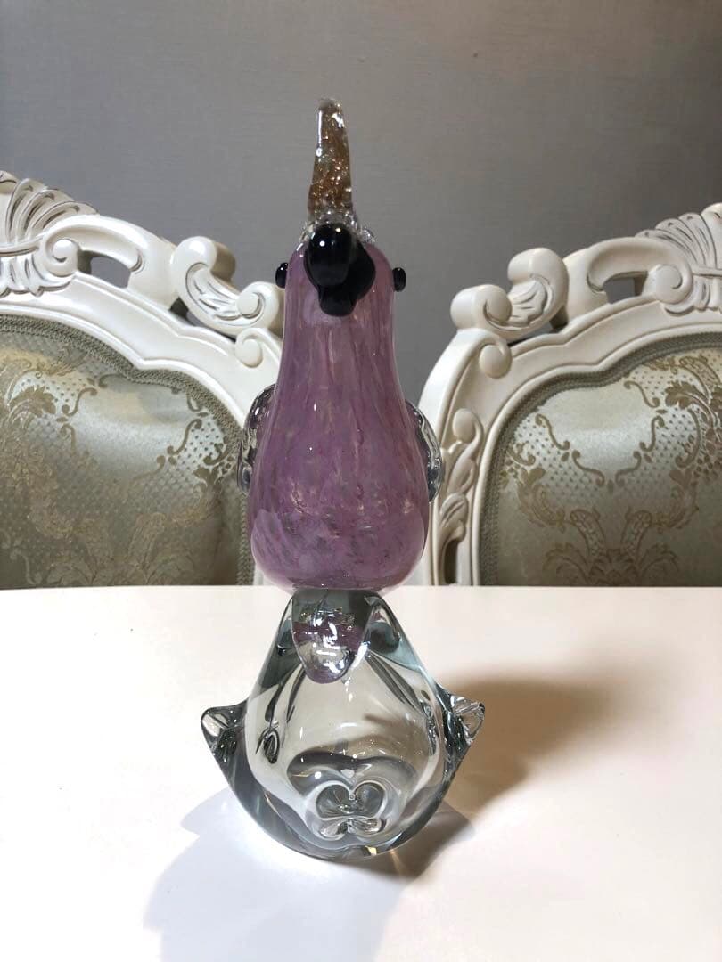 ガラスの置物　オウム　鳥