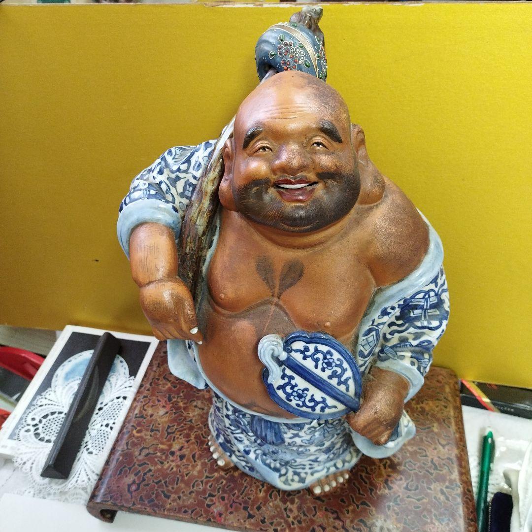 九谷焼陶器 布袋様 骨董品 招福 高さ ３８ｃｍ
