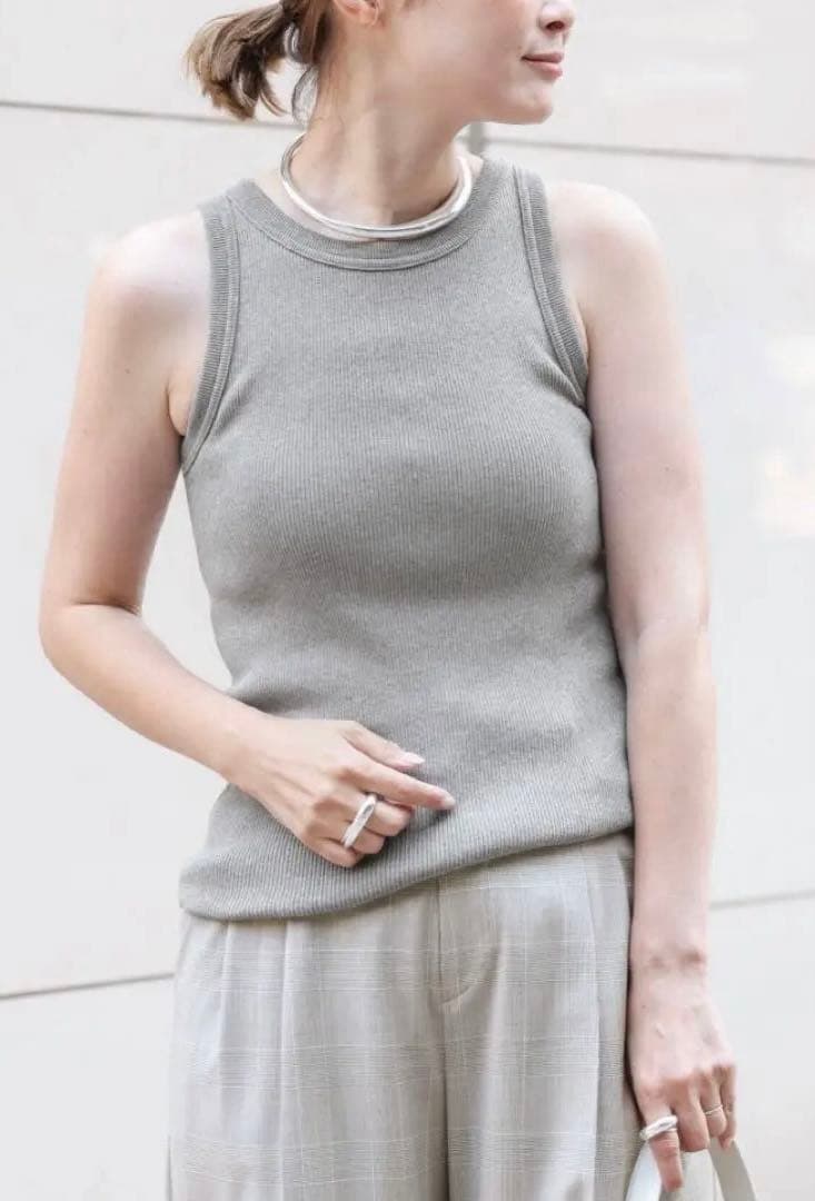 ドゥーズィエムクラス　LOREL RIB タンクトップ　グレー