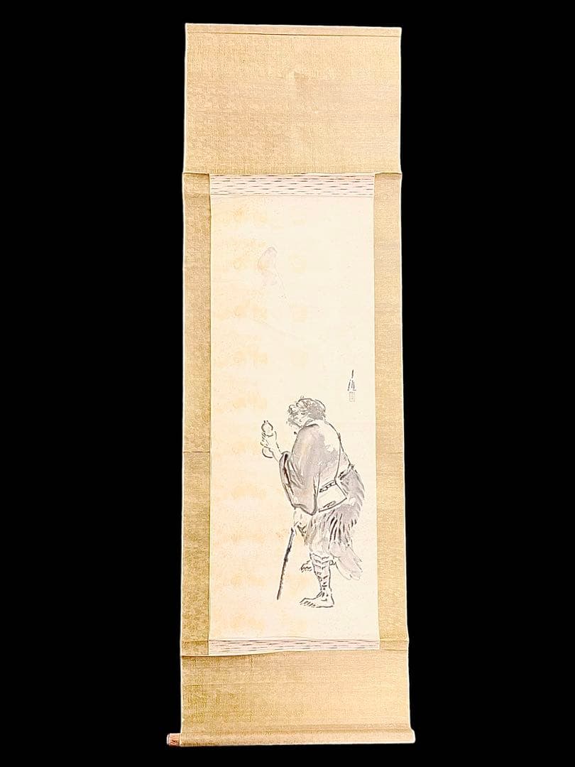 浮世絵師　尾形月耕　「鉄拐仙人」 真作肉筆！