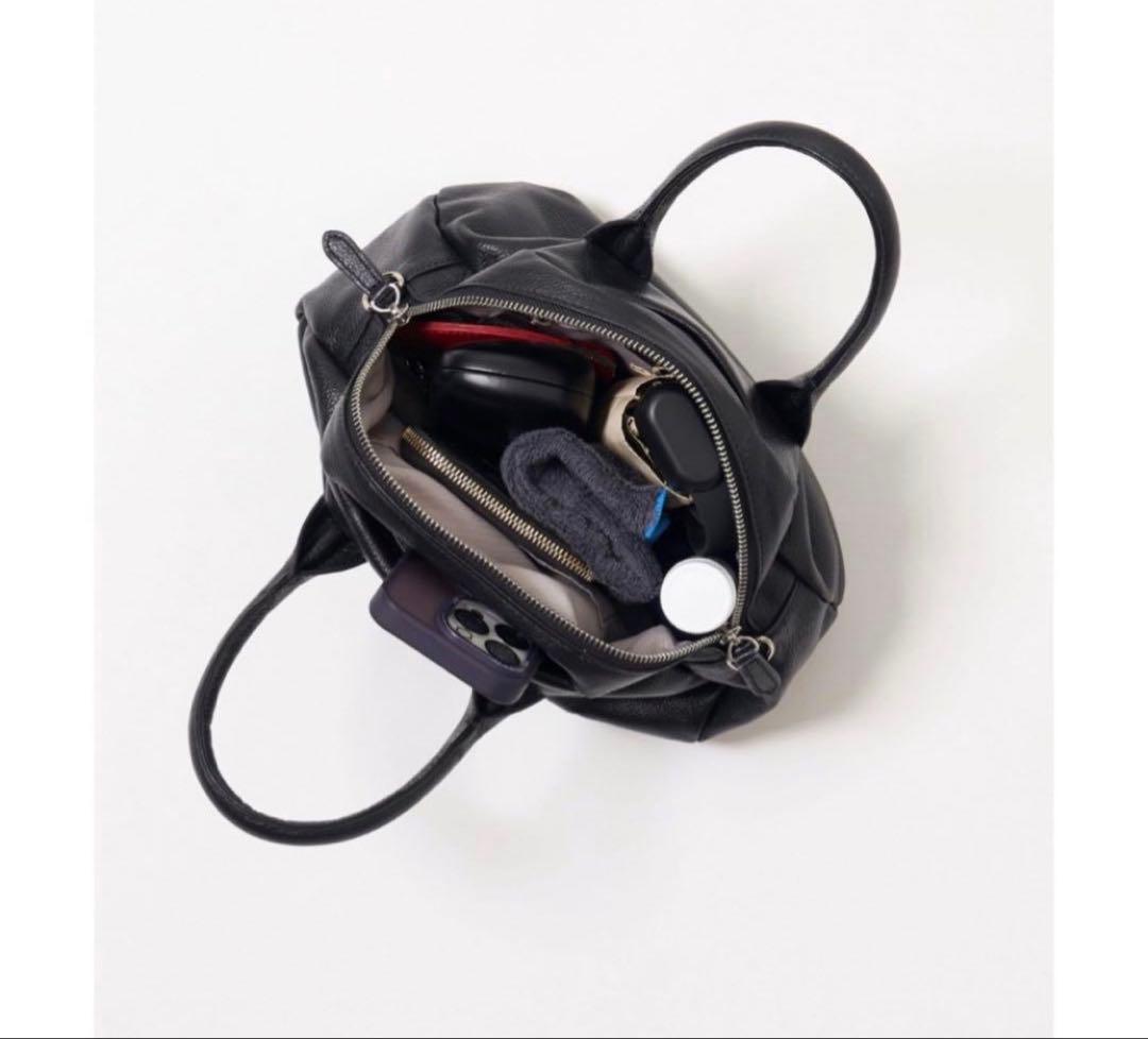 【完売色】未使用近　ビアズリー ラウンドミニボストンバック　ブラック