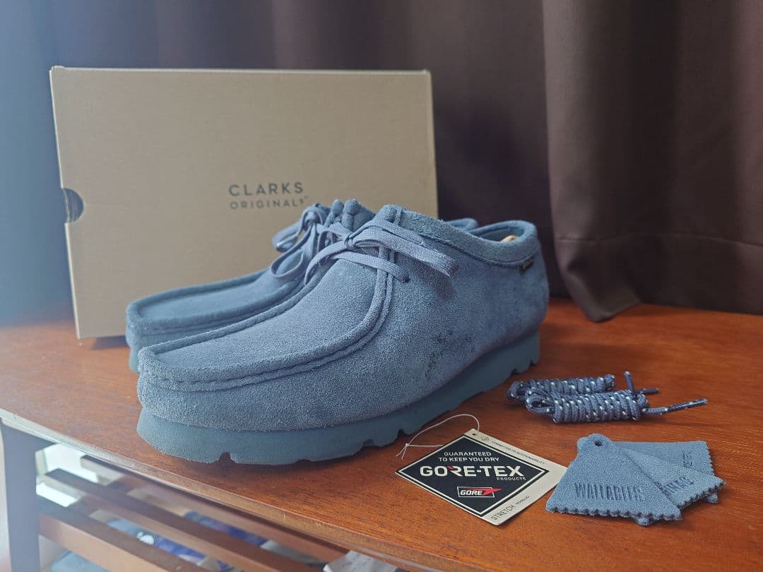 靴 CLARKS wallabee GTX Blue/Grey Sde UK8