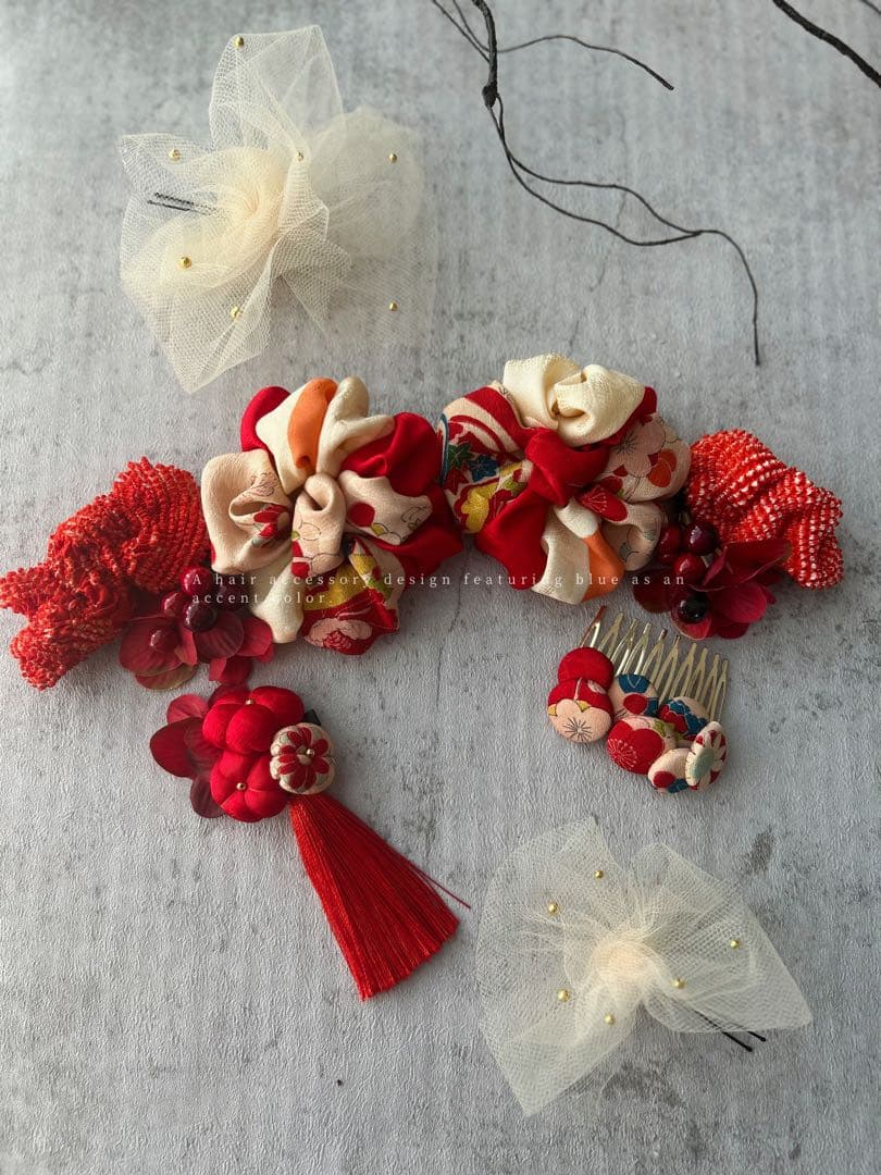 も*ぷ様 七五三　七五三髪飾り　ヘッドドレス　着物髪飾り　リメイク髪飾り　038