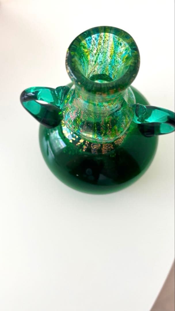 津軽びいどろ 花器（新緑）大川薫工房