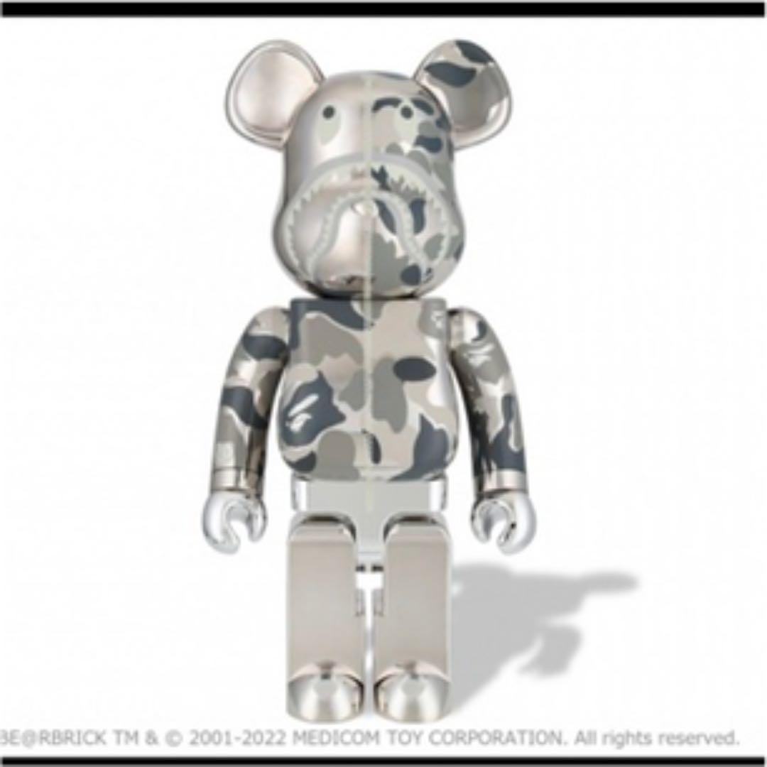 新品 ABC CAMO SHARK BE@RBRICK 1000% シルバー