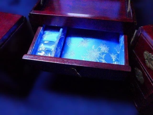 木製多機能収納ボックス 鏡付き