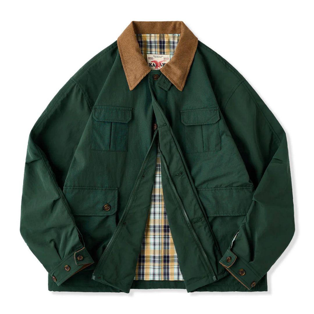 【新品・未使用品】karaku 襟・袖裏コーデュロイ 撥水ハンティングジャケット