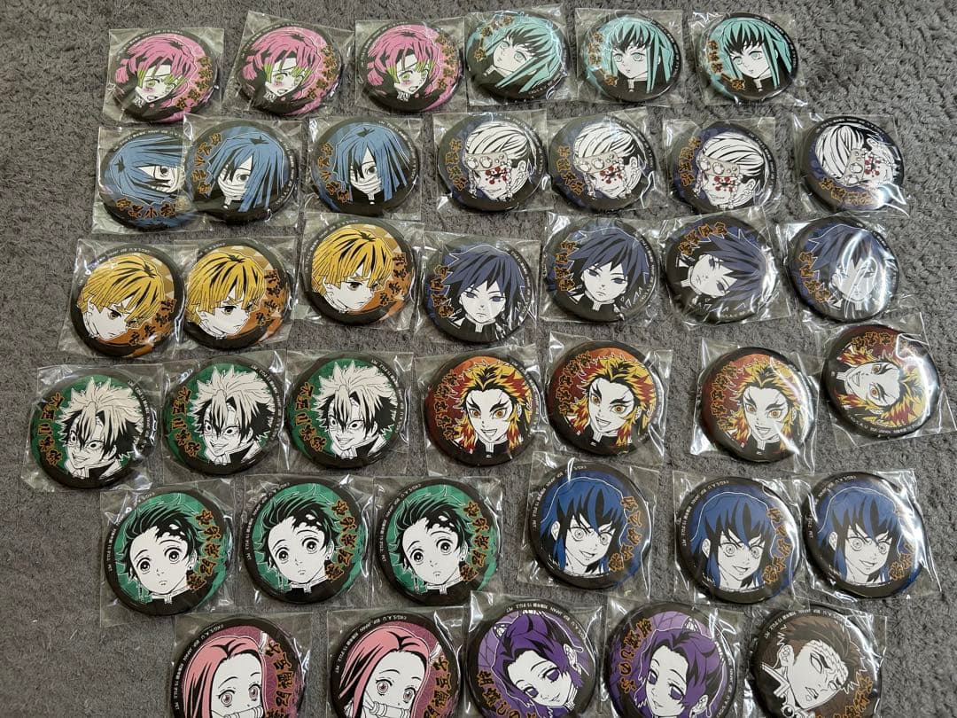 ★値下！鬼滅の刃 缶バッジ 38個セット プライズ品 直径7.5cm 初期 希少