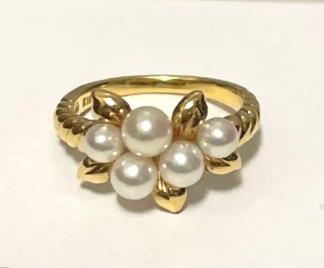 良品　TASAKI ベビーパール　K18 金　デザインリング　真珠
